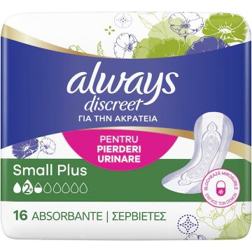 Absorbante pentru incontinenta urinara Discreet Small Plus, 16 bucati, Always