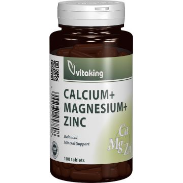 Calciu + Magneziu + Zinc, 100 comprimate, Vitaking