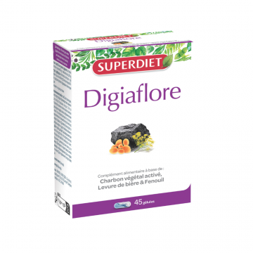 Digiaflore carbune activ si drojdie, 45 capsule, Superdiet