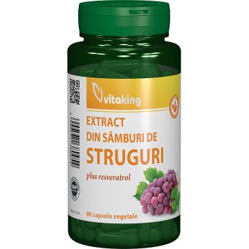 Extract din samburi de struguri cu resveratrol, 90 capsule vegetale, Vitaking