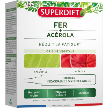 Fier natural + acerola, 15ml x 20 fiole reciclabile, Superdiet