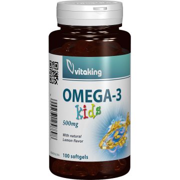 Omega 3 natural pentru copii, 100 capsule gelatinoase, Vitaking