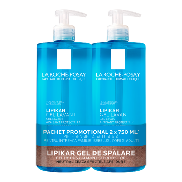 Pachet Gel de dus calmant si protector Lipikar, 2*750ml, La Roche Posay