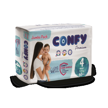 Scutece copii pentru 7 - 14kg Nr.4 Premium Maxi, 60 bucati, Confy