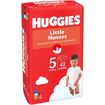 Scutece Little Movers Jumbo Marimea 5 pentru 11 - 25kg, 42 bucati, Huggies