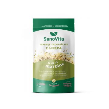 Seminte de canepa decorticate, 200g, SanoVita