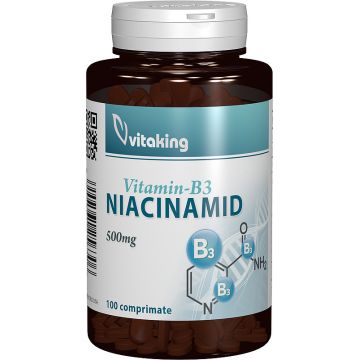 Vitamina B3 Niacinamida 500mg, 100 comprimate, Vitaking