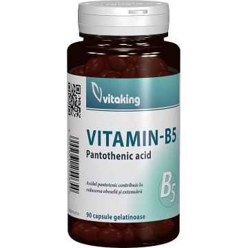 Vitamina B5 Acid pantotenic 200mg, 90 capsule gelatinoase, Vitaking