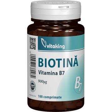 Vitamina B7 Biotina 900mcg, 100 comprimate, Vitaking