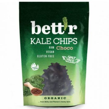 Chips din kale cu ciocolata raw fara gluten Bio, 30g, Bettr