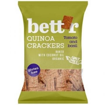 Crackers din quinoa cu rosii si busuioc fara gluten Bio, 100g, Bettr