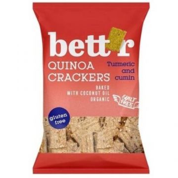 Crackers din quinoa cu turmeric fara gluten Bio, 100g, Bettr