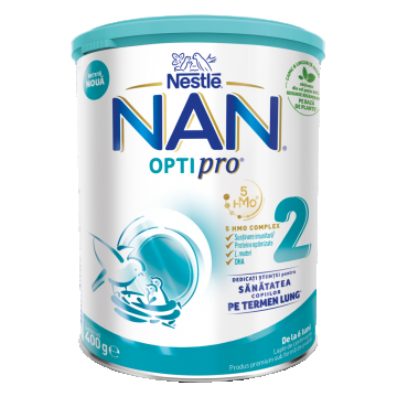 Lapte praf Nan 2 Optipro Premium +6 luni, 400g, Nestle