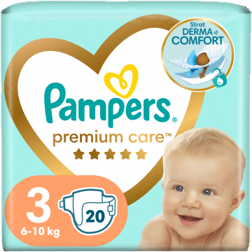 Scutece pentru copii Premium Care, Marimea 3, 5-9 kg, 20 bucati, Pampers