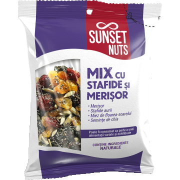 Mix salata cu stafide si merisor, 50g, Sunset Nuts