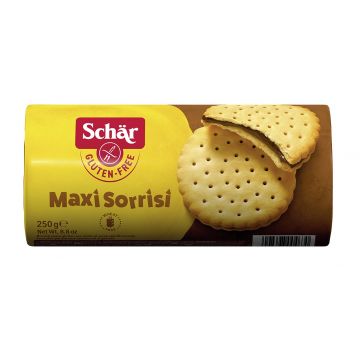 Biscuiti cu crema de cacao fara gluten Maxi Sorrisi, 250g, Schar