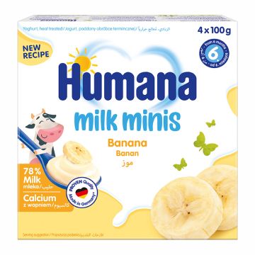 Iaurt cu banane +6 luni, 4x100g, Humana