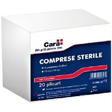 Cara comprese sterile 10cm/10cm - 20 bucati