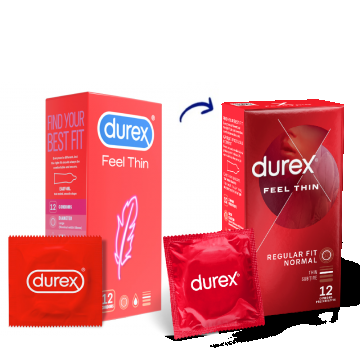 Prezervative Feel Thin, 12 bucati, Durex