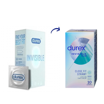 Prezervative Invisible Extra Thin Extra Sensitive, 10 bucati, Durex