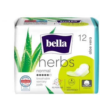 Absorbante Herbs Aloe Vera, 12 bucati, Bella